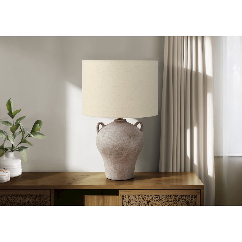 Lighting, 22"H, Table Lamp, Beige Ceramic, Beige Shade, Transitional. Picture 2