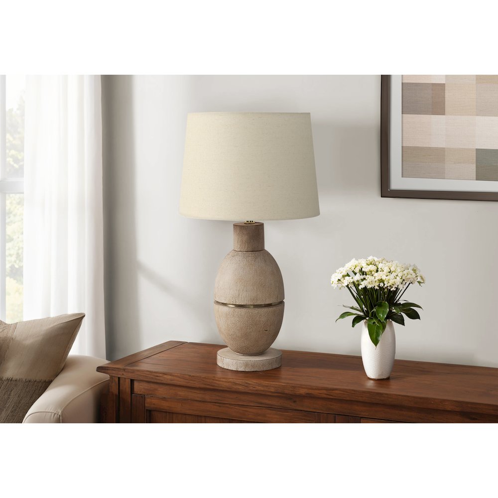 Lighting, 25"H, Table Lamp, Beige Resin, Beige Shade, Contemporary, Modern. Picture 2