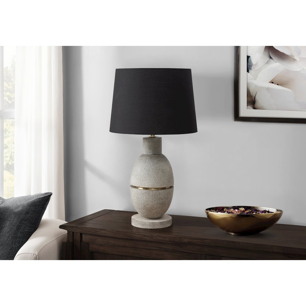 Lighting, 25"H, Table Lamp, Grey Resin, Black Shade, Contemporary, Modern. Picture 2