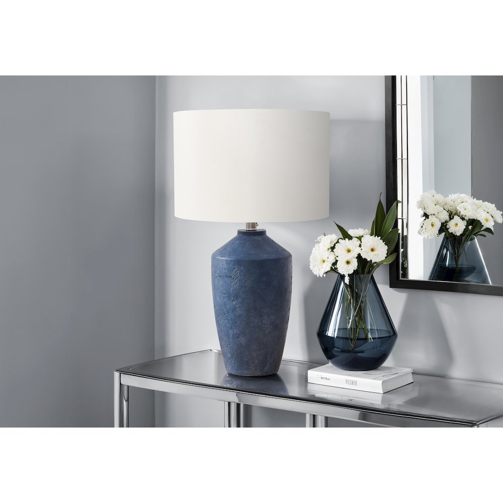 25"H, Table Lamp, Blue Concrete, Ivory / Cream Shade, Contemporary, Modern. Picture 2
