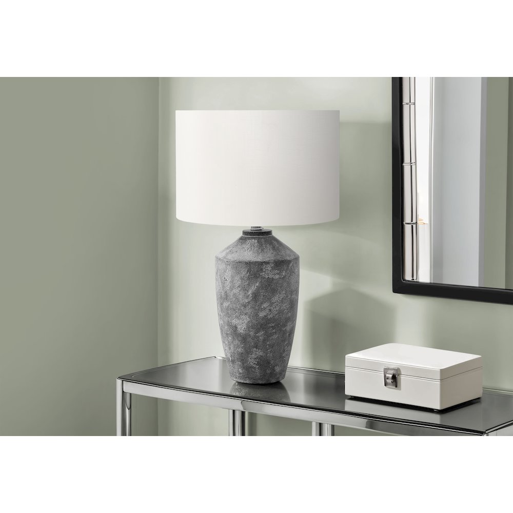 25"H, Table Lamp, Grey Concrete, Ivory / Cream Shade, Contemporary, Modern. Picture 2