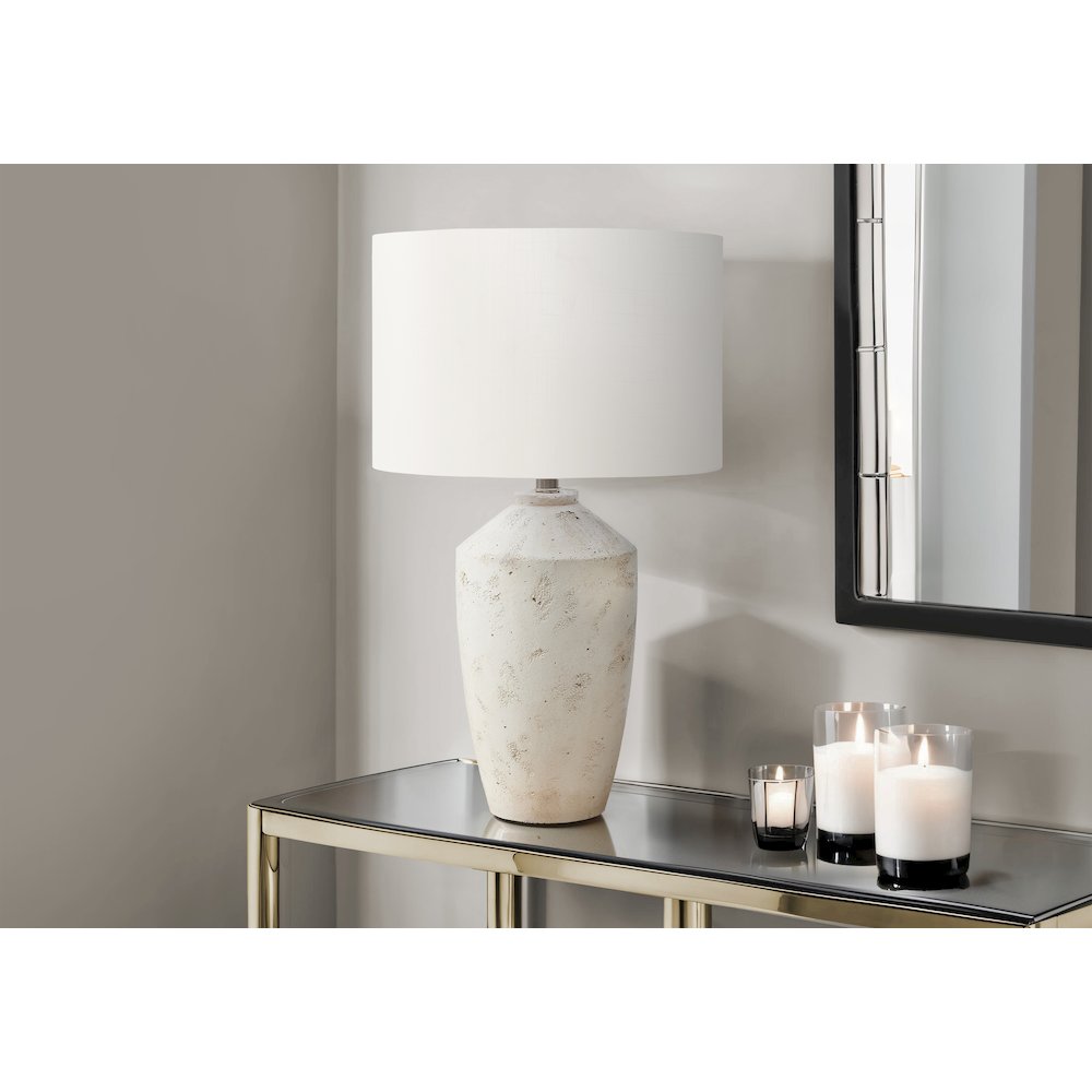 25"H, Table Lamp, Ivory Concrete, Ivory / Cream Shade, Contemporary, Modern. Picture 2