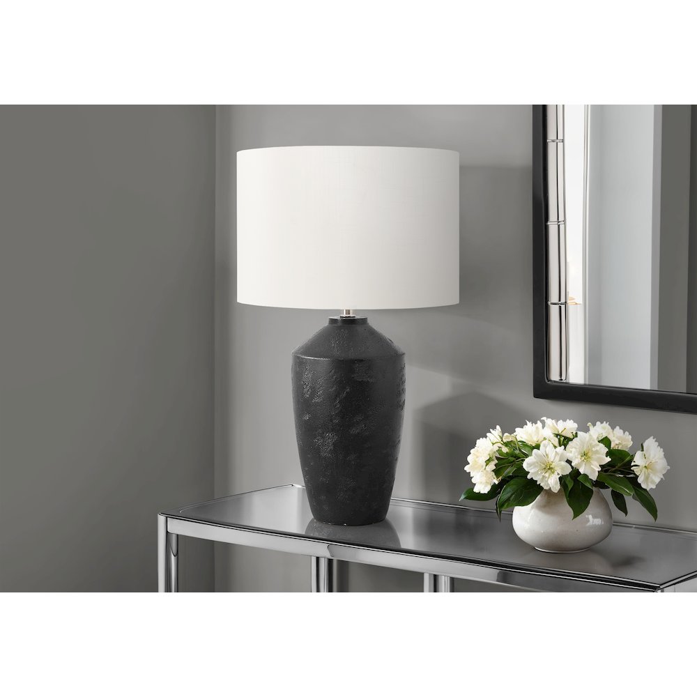 25"H, Table Lamp, Black Concrete, Ivory / Cream Shade, Contemporary, Modern. Picture 2