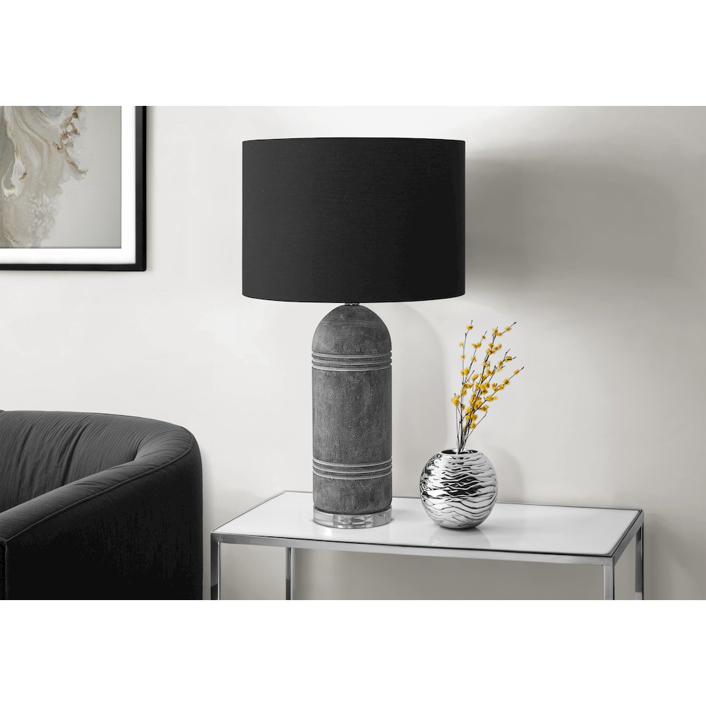 Lighting, 28"H, Table Lamp, Grey Resin, Black Shade, Contemporary, Modern. Picture 2