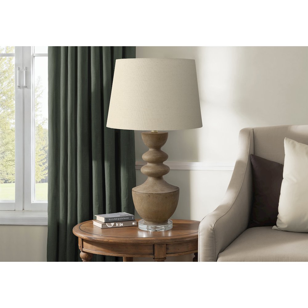 Lighting, 28"H, Table Lamp, Brown Resin, Beige Shade, Transitional. Picture 2