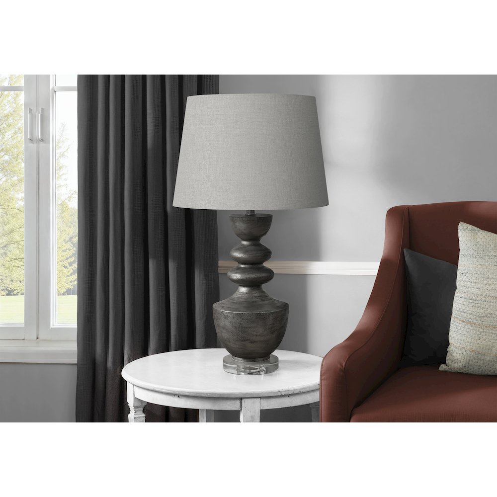 Lighting, 28"H, Table Lamp, Grey Resin, Grey Shade, Transitional. Picture 2