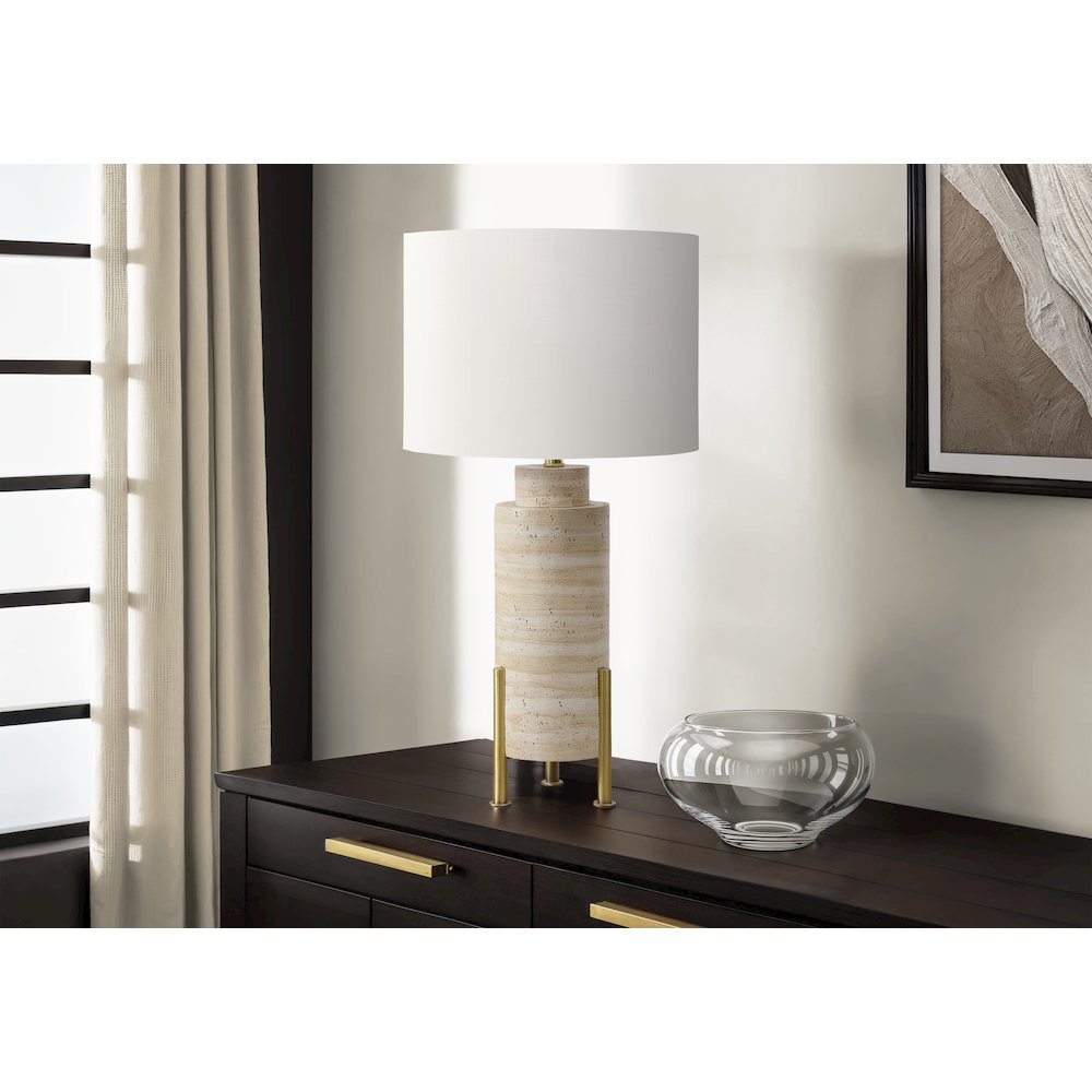 Lighting, 30H, Table Lamp, Beige Resin, Ivory / Cream Shade, Transitional. Picture 2