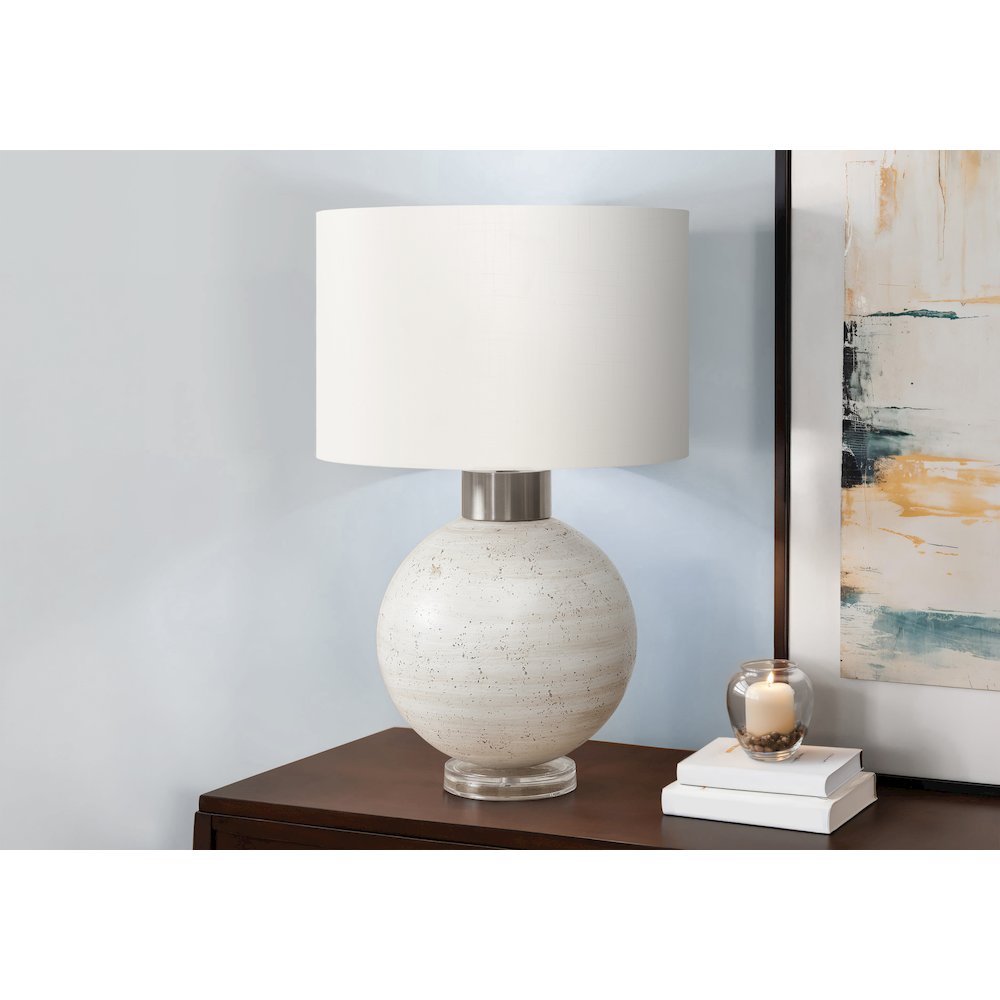 Lighting, Table Lamp, 27"H, Beige Resin, Ivory / Cream Shade, Contemporary. Picture 2