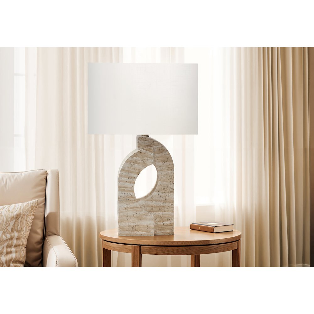 Lighting, 28"H, Table Lamp, Beige Resin, Ivory / Cream Shade, Contemporary. Picture 2