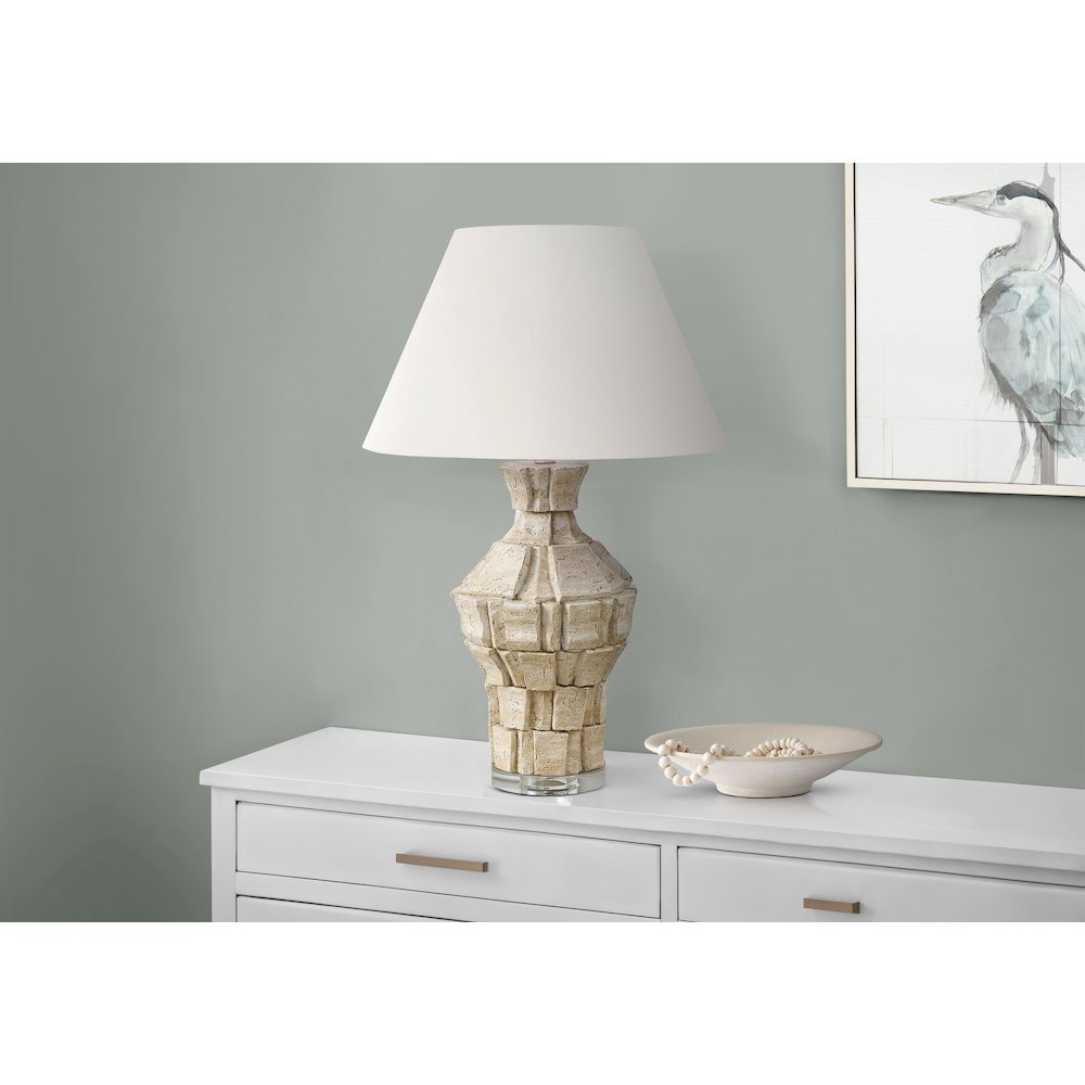 28"H, Table Lamp, Beige Resin, Ivory / Cream Shade, Contemporary, Modern. Picture 2
