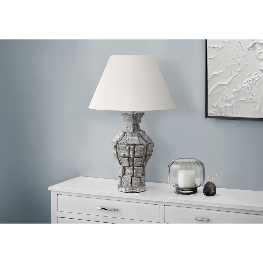 28"H, Table Lamp, Grey Resin, Ivory / Cream Shade, Contemporary, Modern. Picture 2