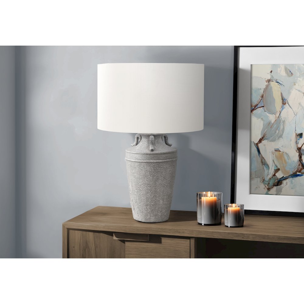 Lighting, 28"H, Table Lamp, Grey Ceramic, Ivory / Cream Shade, Transitional. Picture 2