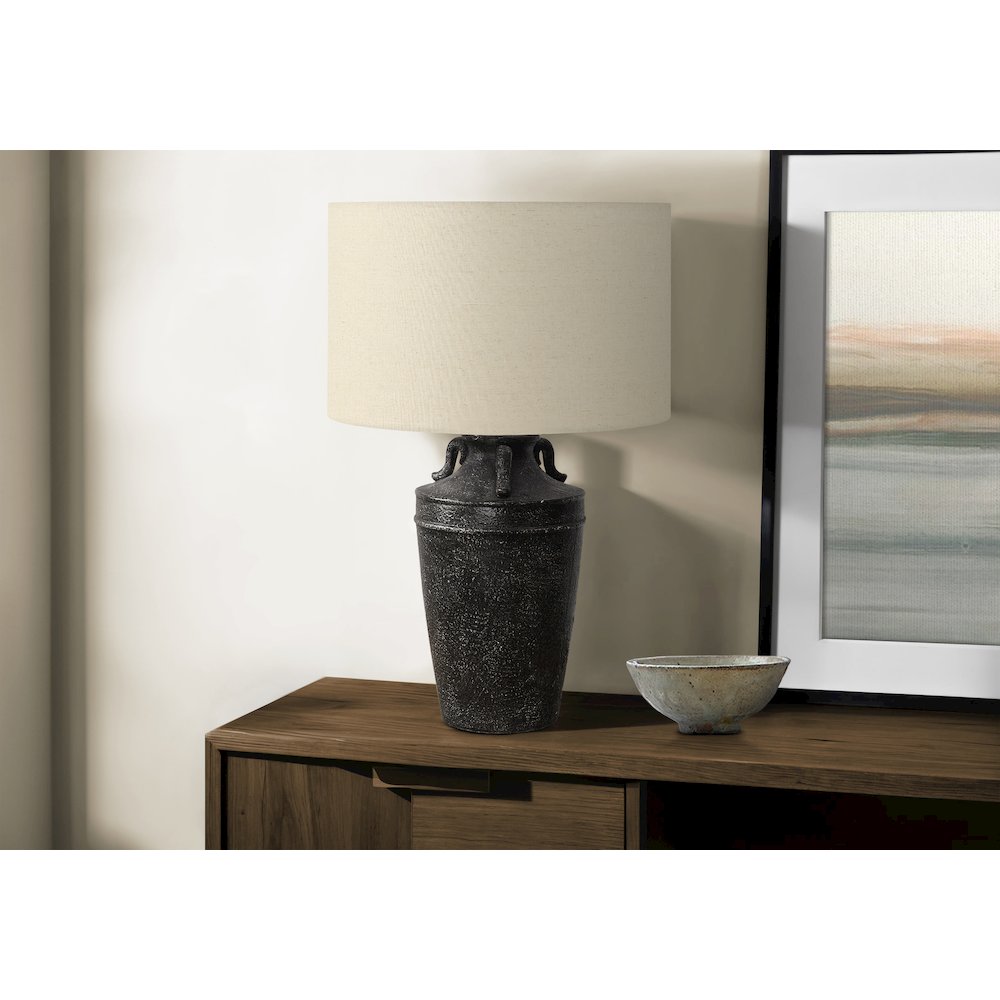 Lighting, 28"H, Table Lamp, Black Ceramic, Beige Shade, Transitional. Picture 2