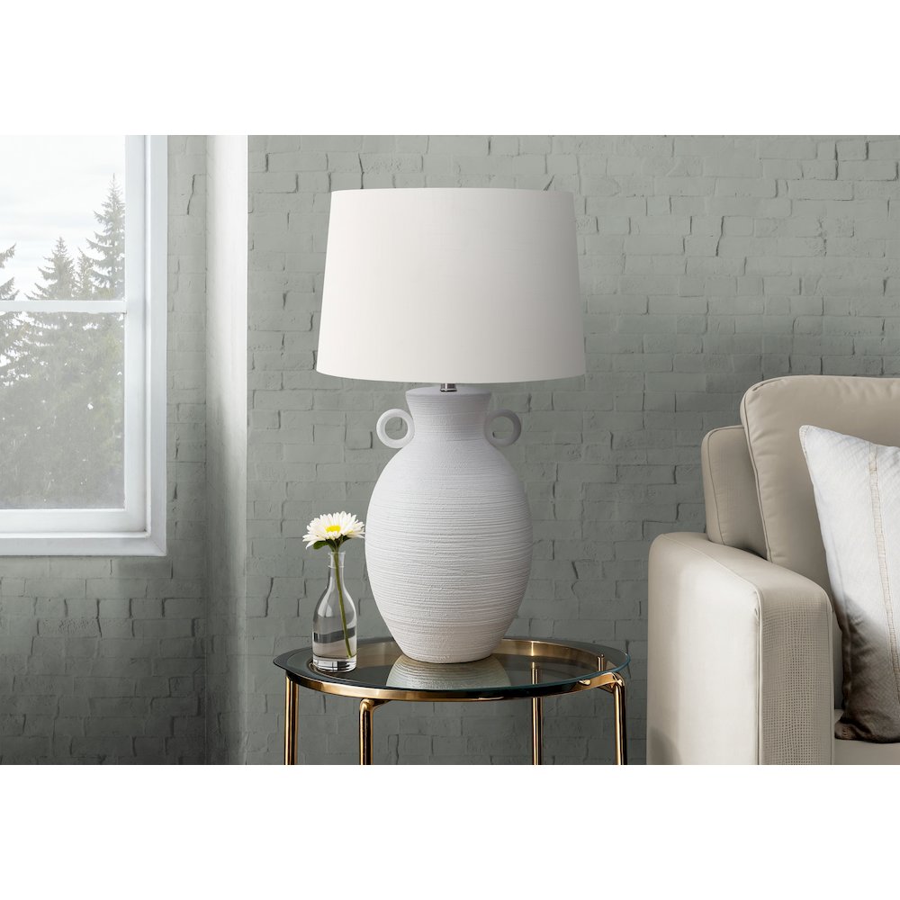 Lighting, 30"H, Table Lamp, White Ceramic, Ivory / Cream Shade, Transitional. Picture 2
