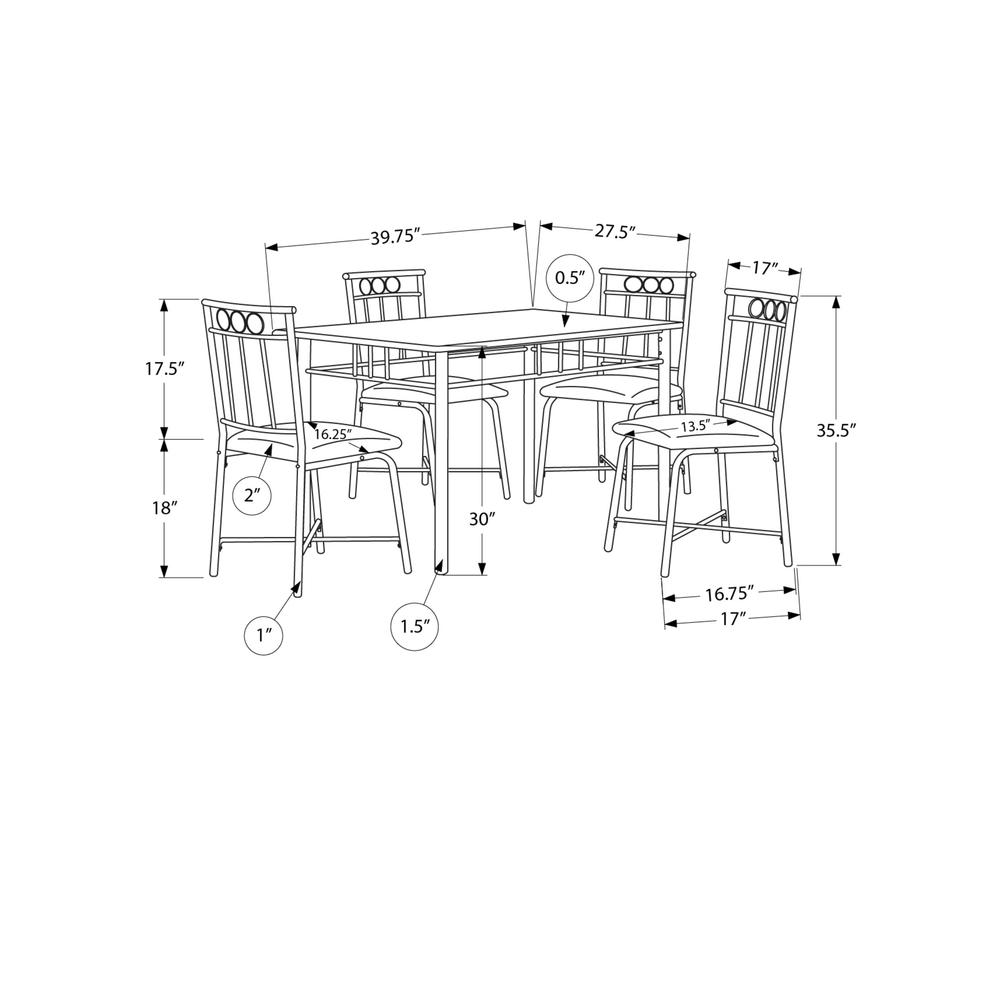 Dining Table Set, 5pcs Set, Small, 40 Rectangular, Kitchen. Picture 4