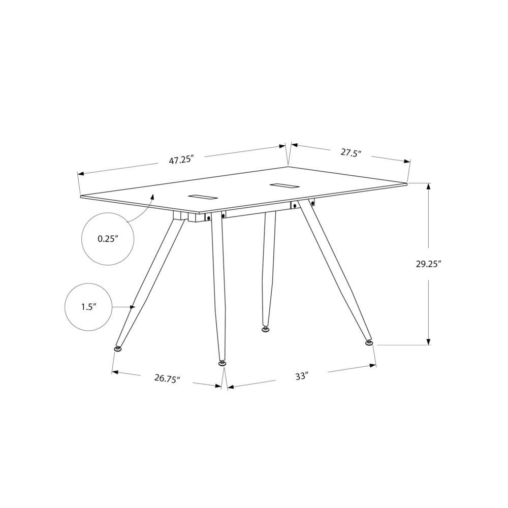 Computer Desk, Home Office, Laptop, 48L, Work, White Metal, Tempered Glass. Picture 4