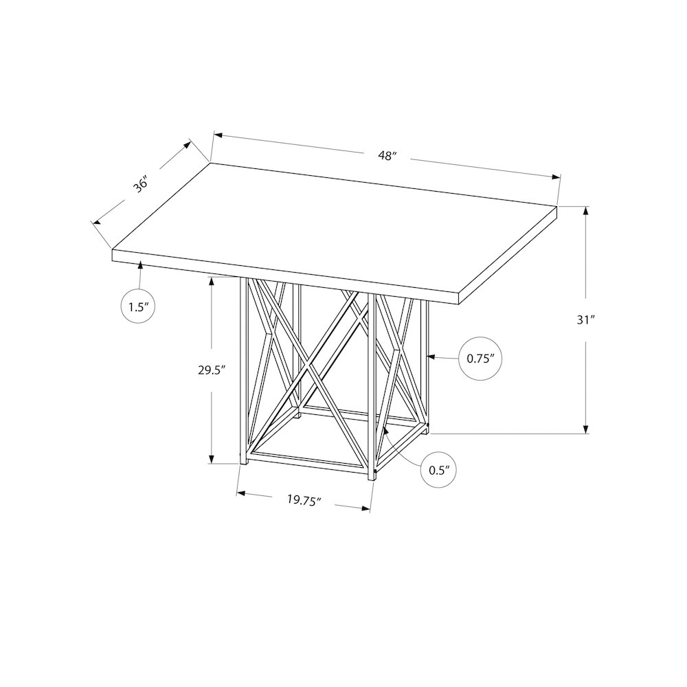 Dining Table, 48 Rectangular, Small, Kitchen, Dining Room. Picture 4