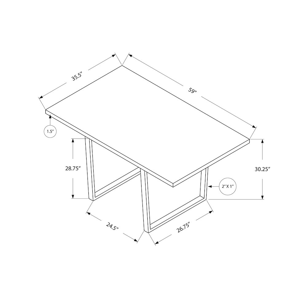 Dining Table, 60 Rectangular, Kitchen, Dining Room, Grey Laminate. Picture 4