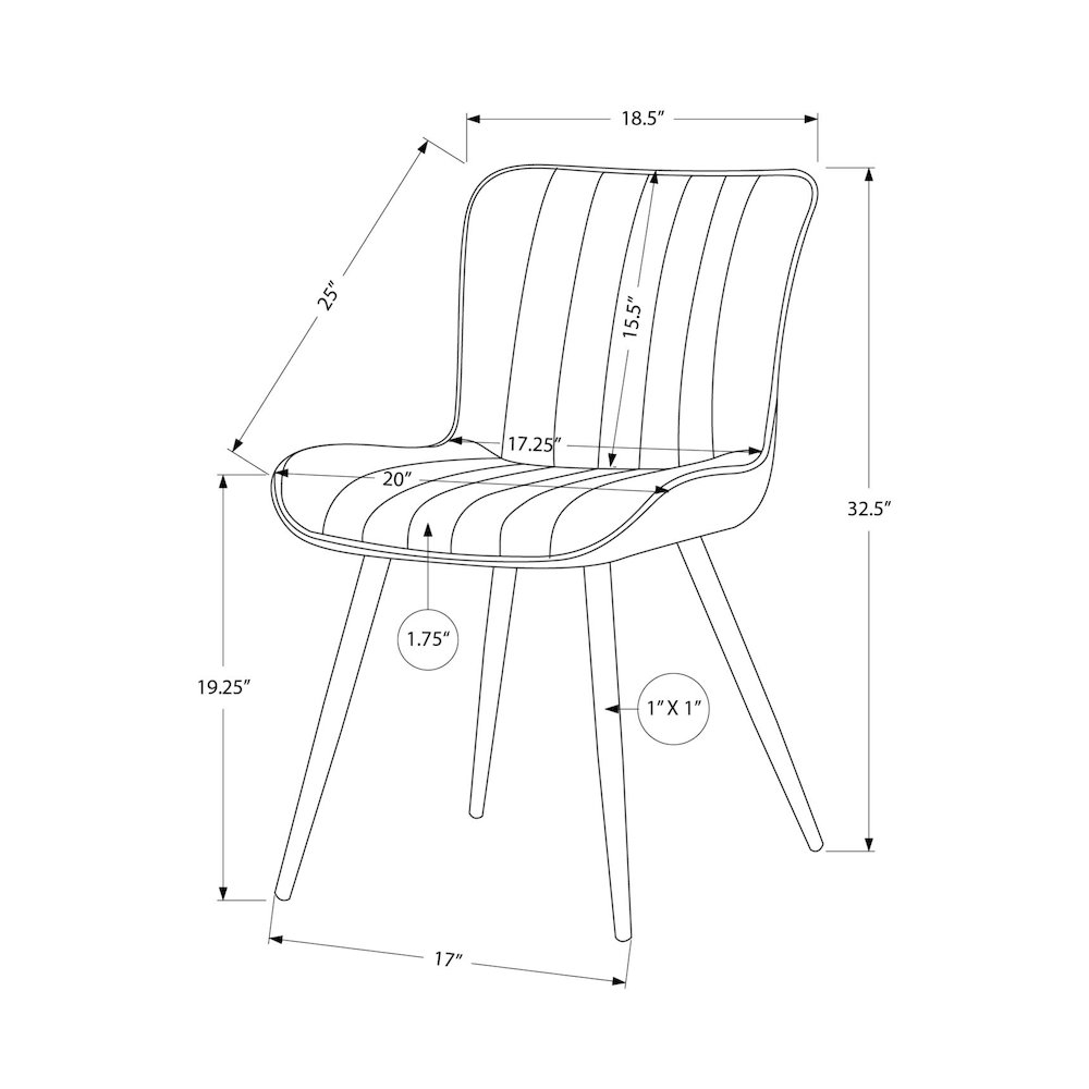 Dining Chair, 33 Height, Upholstered, Side, Set Of 2, Black Leather Look. Picture 3
