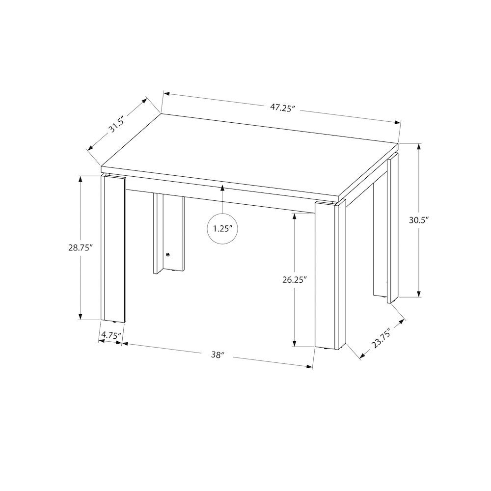 Dining Table, 48 Rectangular, Small, Kitchen, Dining Room. Picture 4