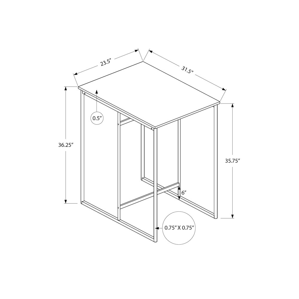 Dining Table, 32" Rectangular, Counter Height, Modern. Picture 3