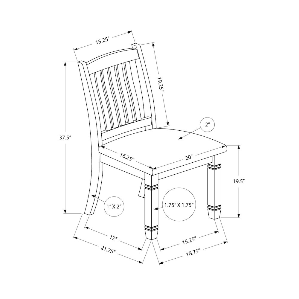 Dining Chair, 38" Height, Set Of 2, Side, Upholstered. Picture 4