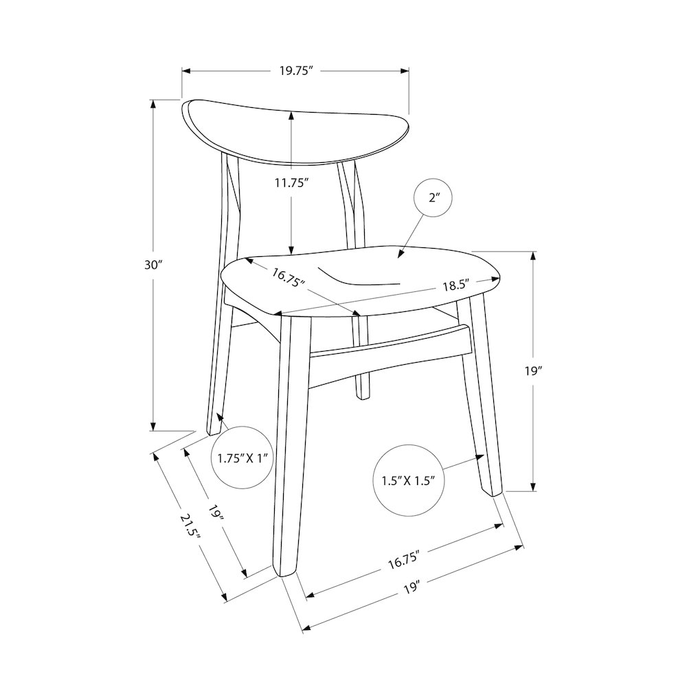 Dining Chair, 32" Height, Set Of 2, Modern. Picture 4