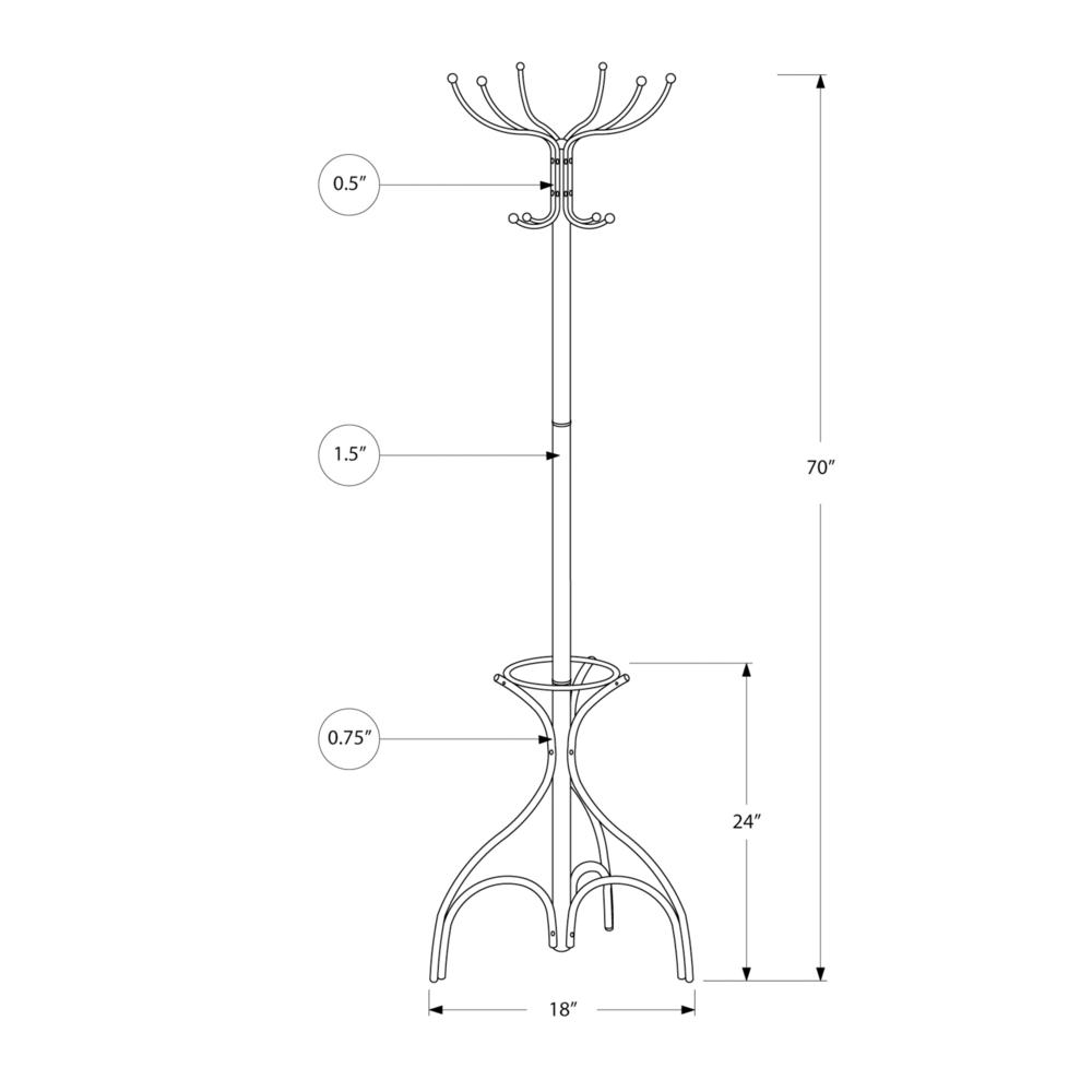 Coat Rack, Hall Tree, Free Standing, 12 Hooks, Entryway, 70H, Umbrella Holder. Picture 4