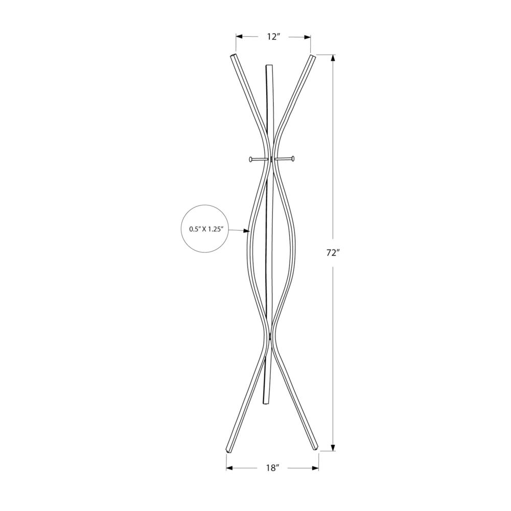 Coat Rack, Hall Tree, Free Standing, 3 Hooks, Entryway, 72H, Bedroom, Black. Picture 4