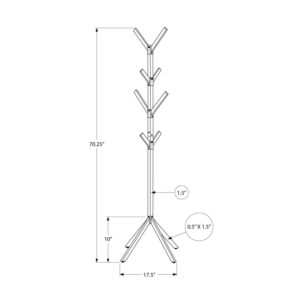 Coat Rack, Hall Tree, Free Standing, 8 Hooks, Entryway, 70H, Bedroom, White. Picture 9