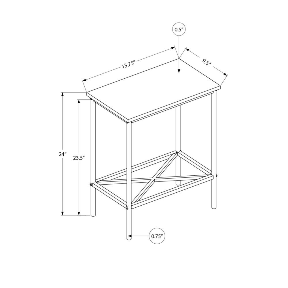 Accent Table, Side, End, Narrow, Small, 2 Tier, Living Room, Bedroom, White. Picture 9