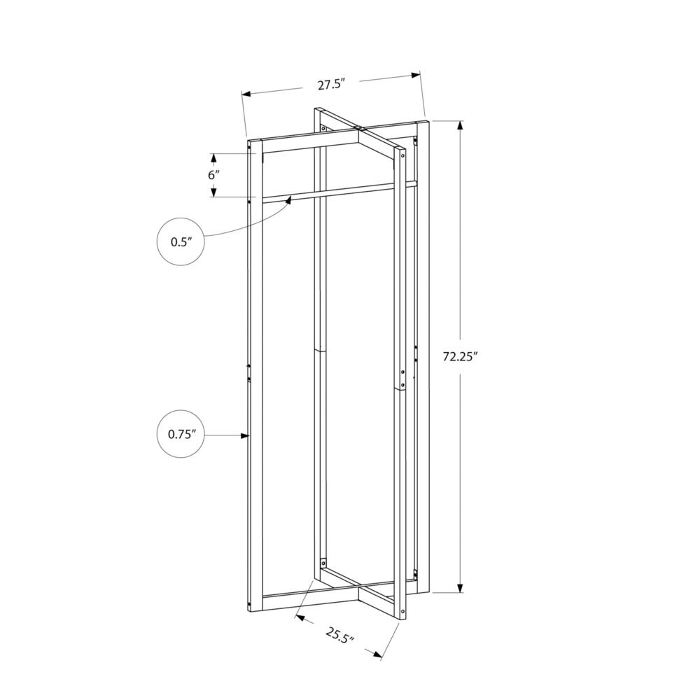 Coat Rack, Hall Tree, Free Standing, Hanging Bar, Entryway, 72H, Bedroom, White. Picture 4