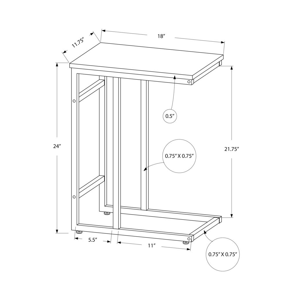 Accent Table, C-shaped, End, Side, Snack, Living Room, Bedroom, Black Laminate. Picture 10