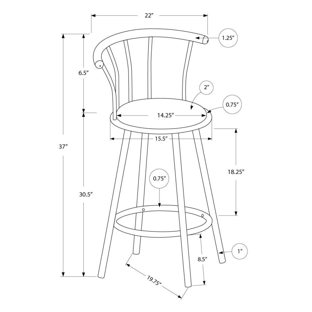 Bar Stool, Set Of 2, Swivel, Bar Height, Grey. Picture 11