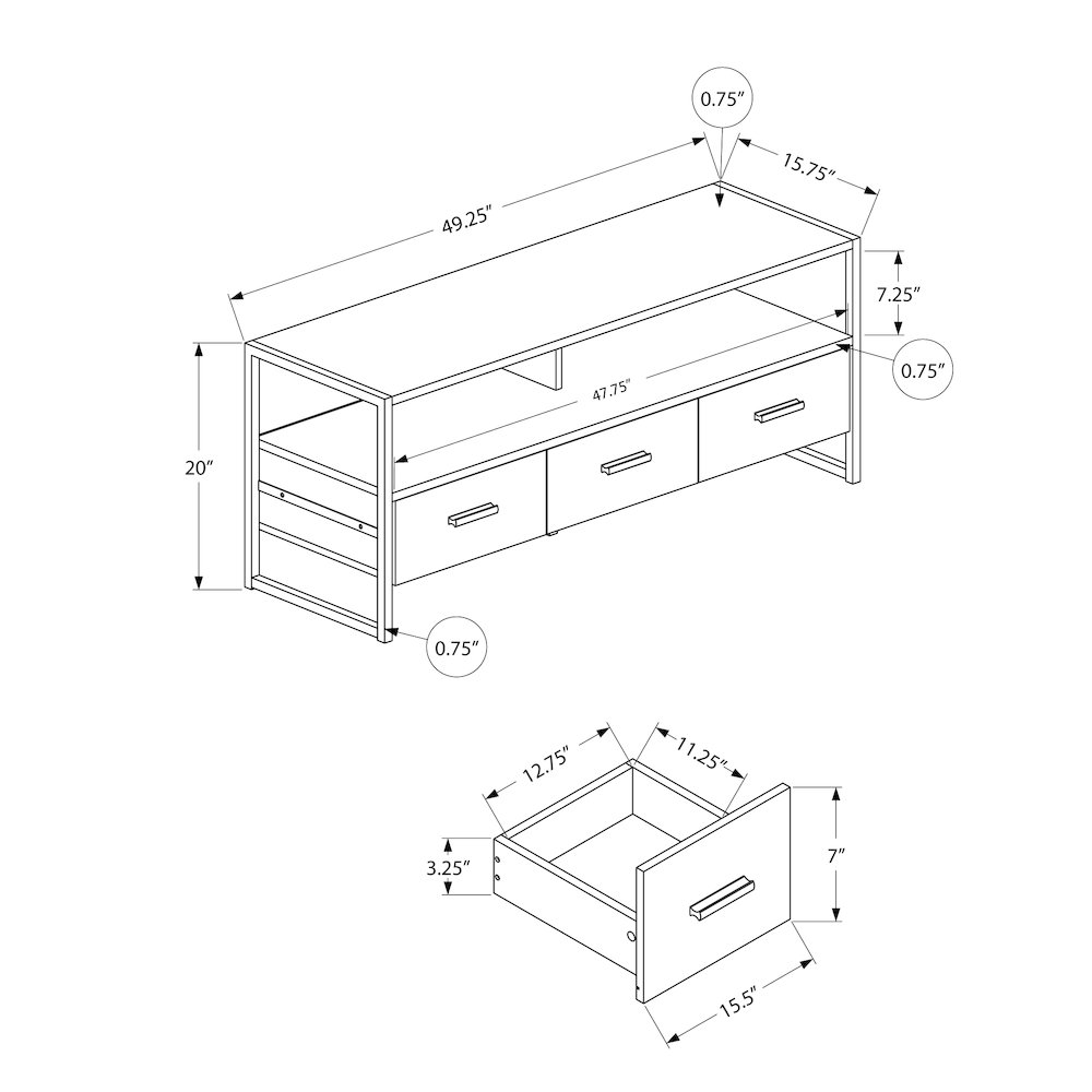 Tv Stand, 48 Inch, Console, Media Entertainment Center, Storage Drawers. Picture 4