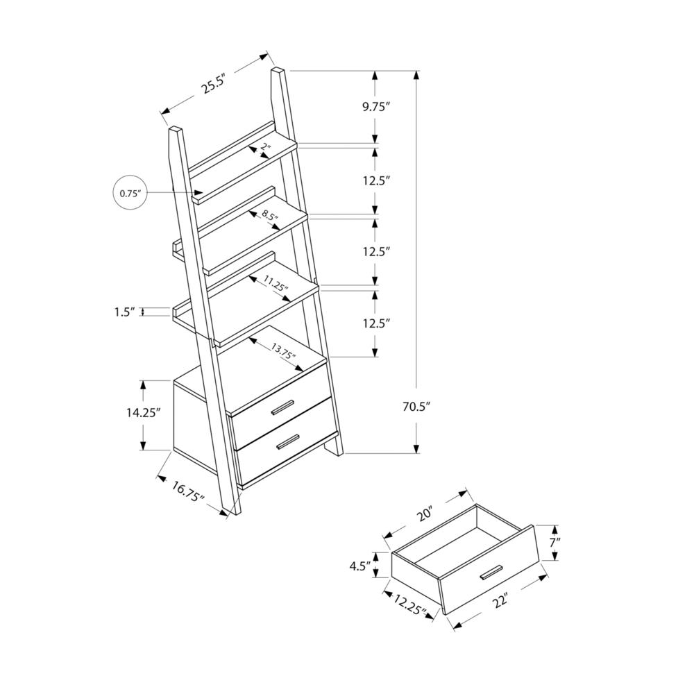 Bookshelf, Bookcase, Etagere, Ladder, 4 Tier, 69H, Office, Bedroom. Picture 4