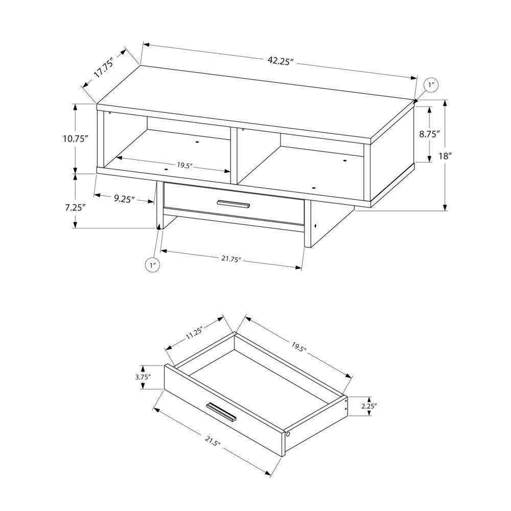 Coffee Table, Accent, Cocktail, Rectangular, Storage, Living Room, 42 L. Picture 4