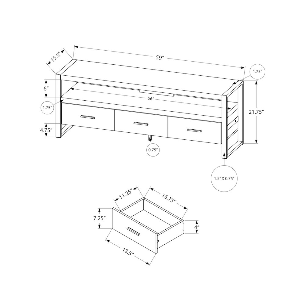 Tv Stand, 60 Inch, Console, Media Entertainment Center, Storage Drawers. Picture 11