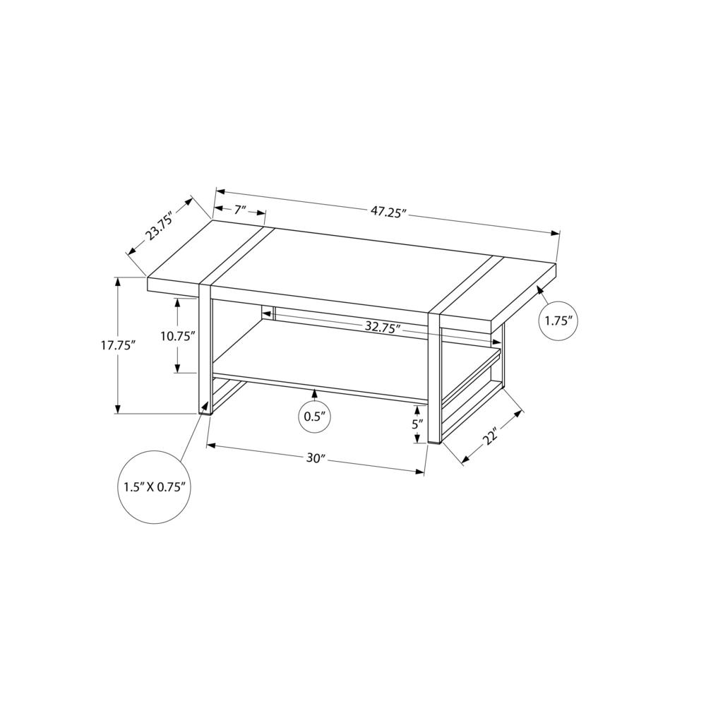 Coffee Table, Accent, Cocktail, Rectangular, Living Room, 48L, Brown Laminate. Picture 9