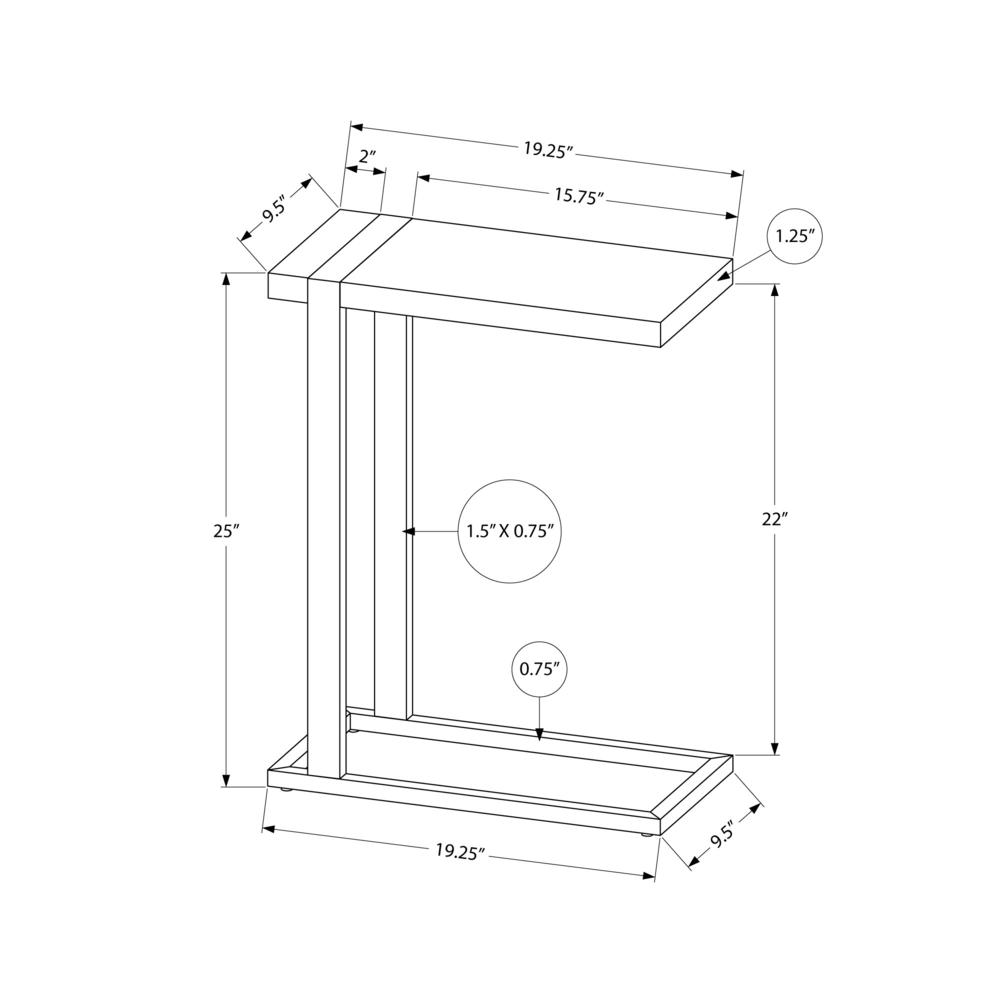 Accent Table, C-shaped, End, Side, Snack, Living Room, Bedroom, Black Laminate. Picture 10