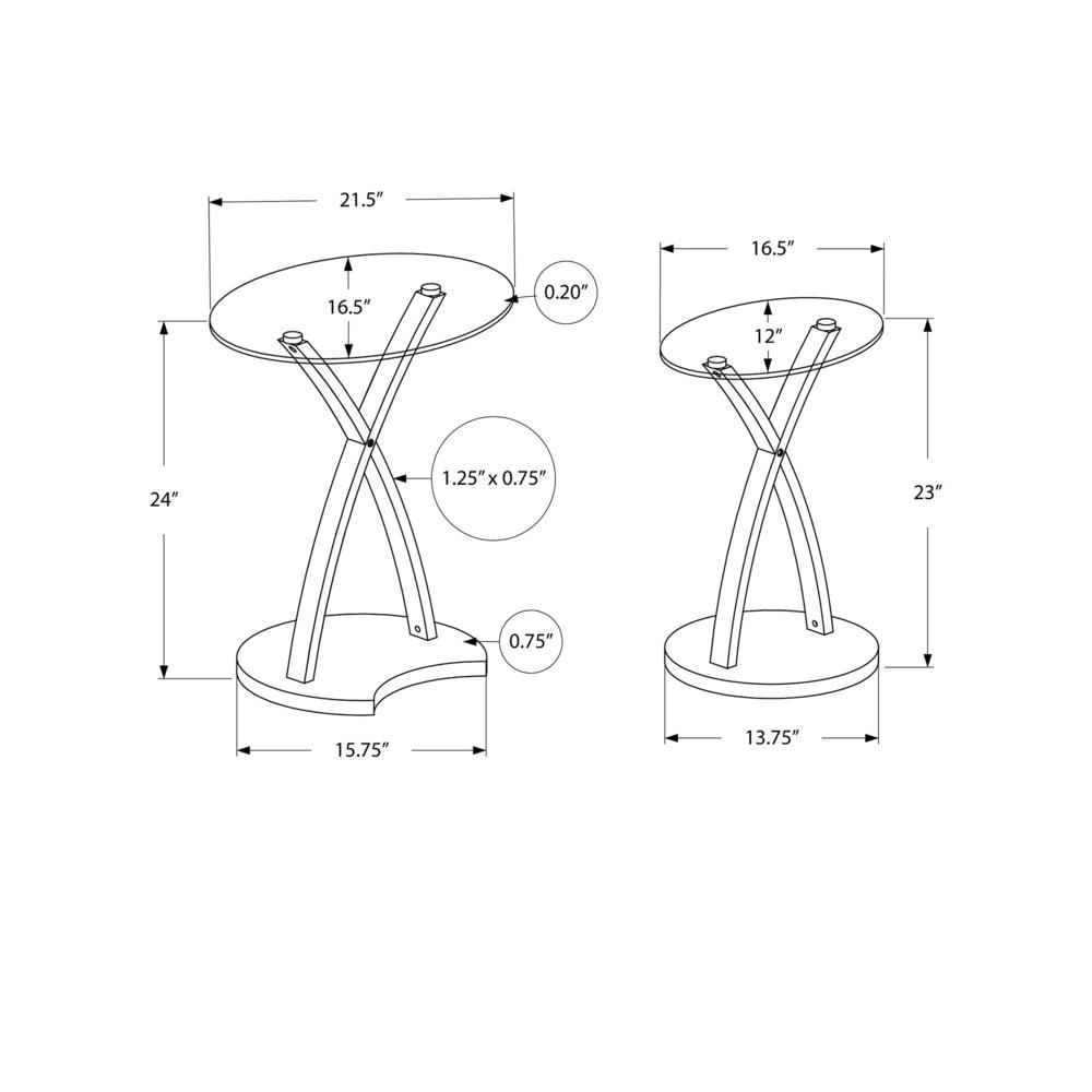 Nesting Table, Set Of 2, Side, End, Accent, Living Room, Bedroom, Clear Tempered. Picture 4