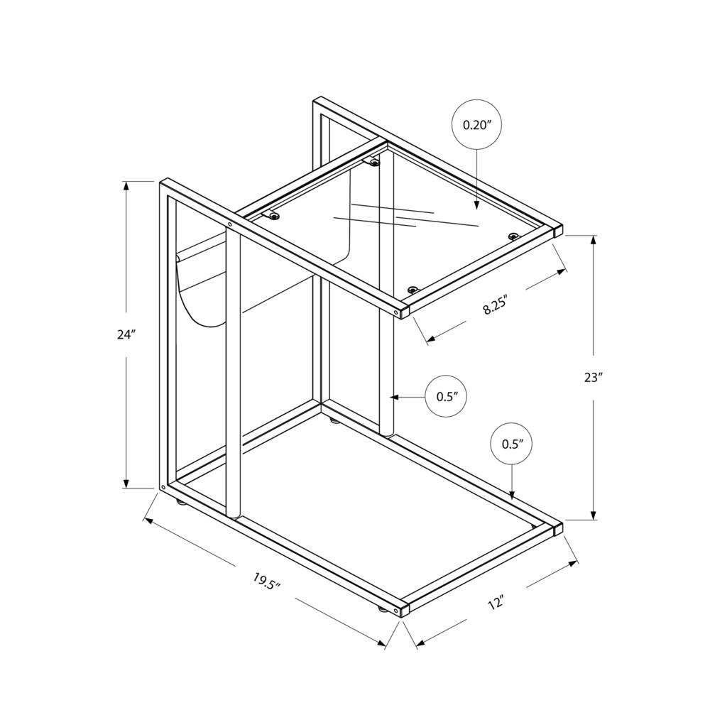 Accent Table, C-shaped, End, Side, Snack, Magazine Storage, Living Room. Picture 4