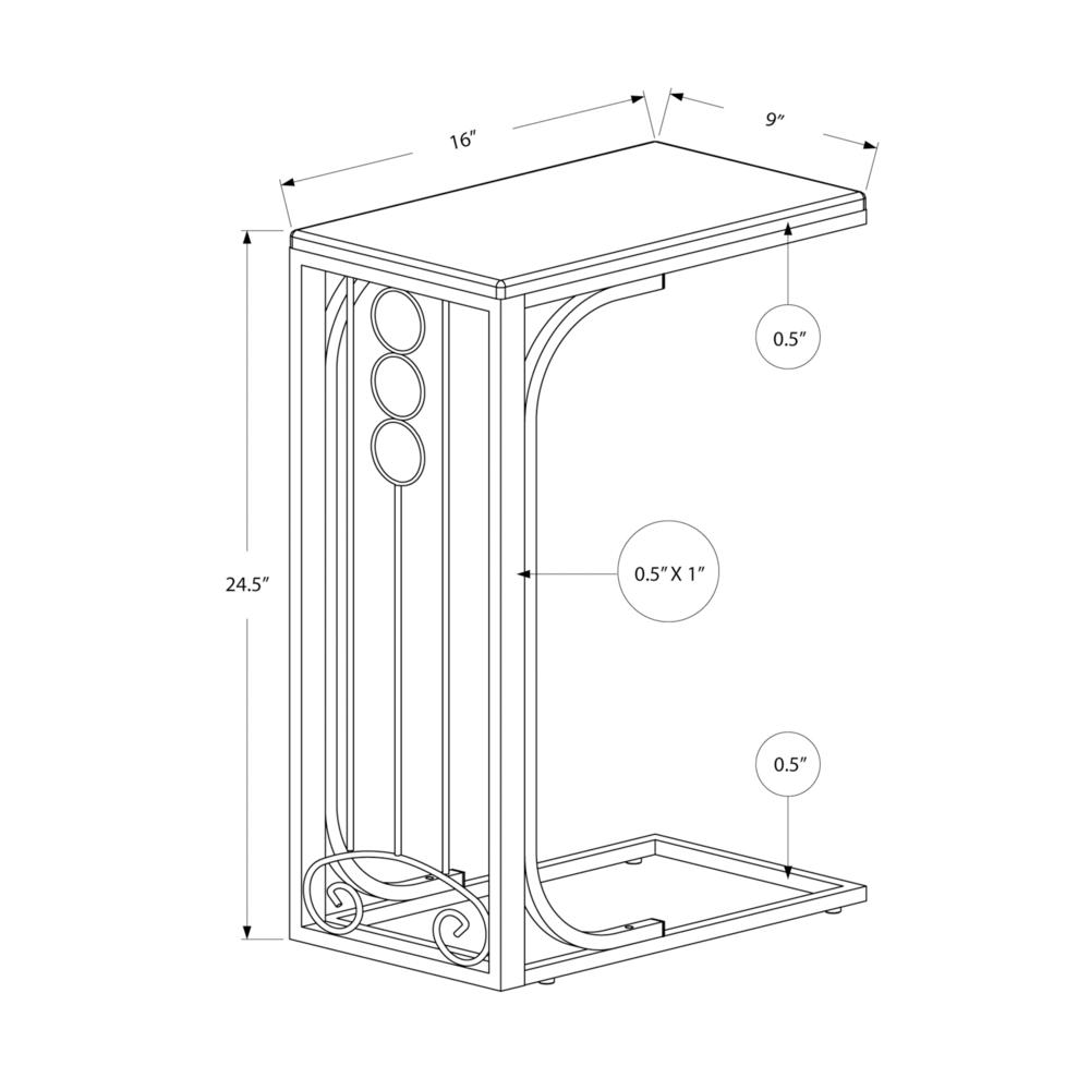 Accent Table, C-shaped, End, Side, Snack, Living Room, Bedroom. Picture 4
