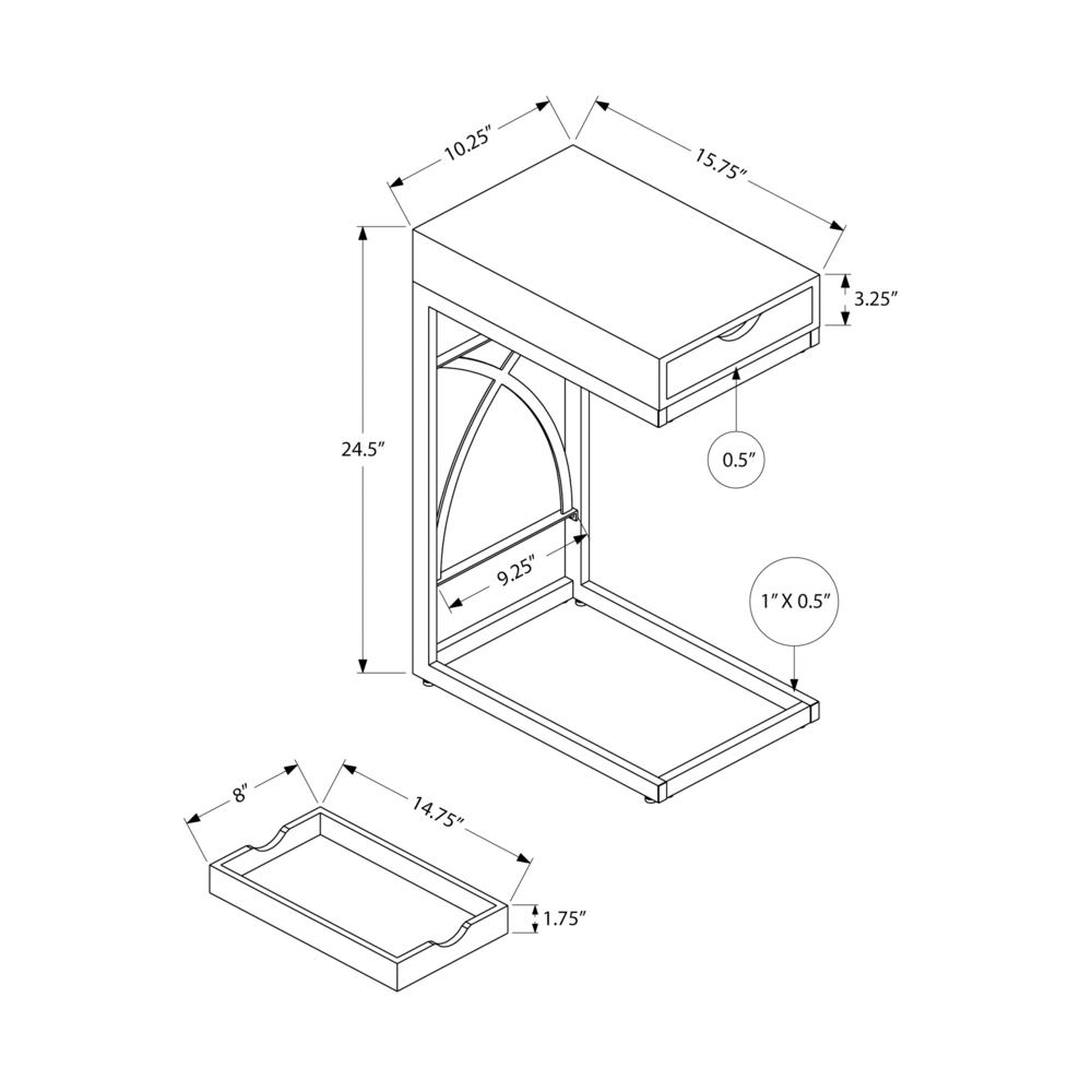 Accent Table, C-shaped, End, Side, Snack, Storage Drawer, Living Room, Bedroom. Picture 4