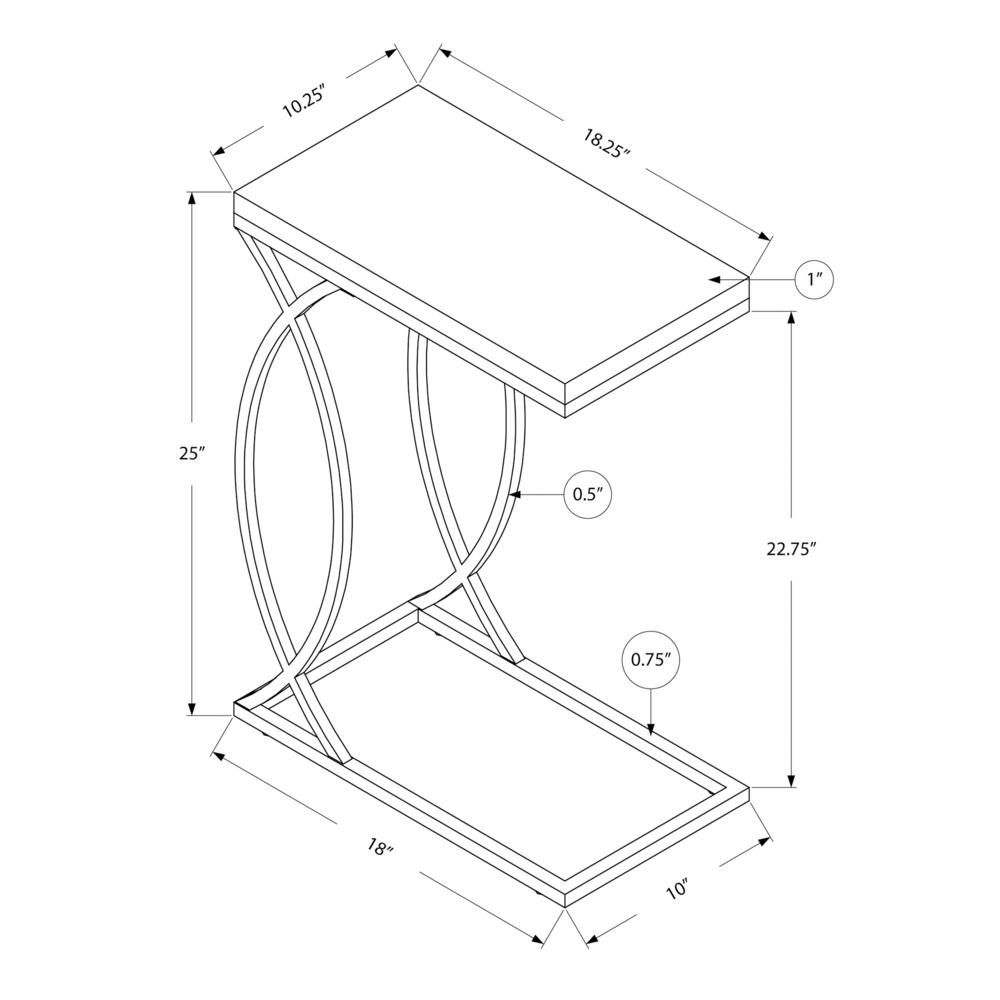 Accent Table, C-shaped, End, Side, Snack, Living Room, Bedroom, Glossy White. Picture 4
