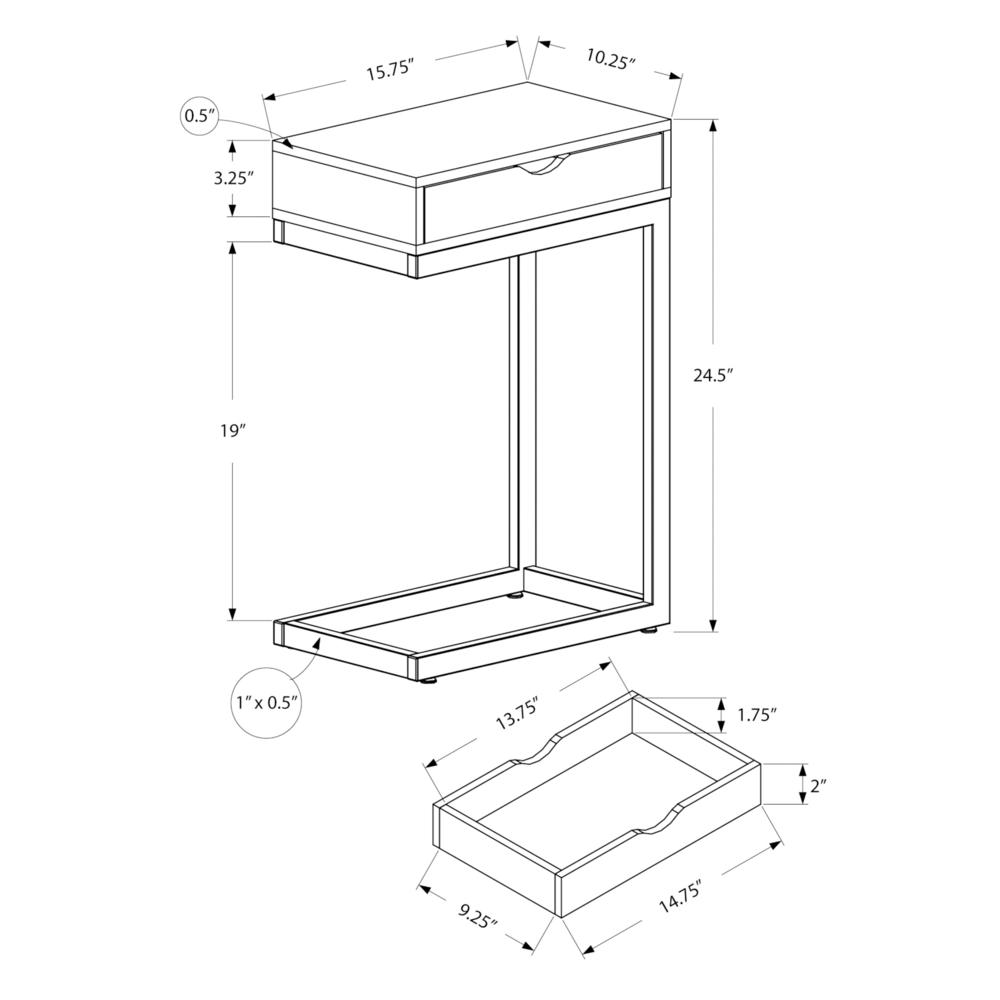 Accent Table, C-shaped, End, Side, Snack, Storage Drawer, Living Room. Picture 4