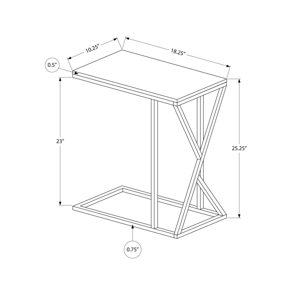 Accent Table, C-shaped, End, Side, Snack, Living Room, Bedroom, Black Laminate. Picture 10