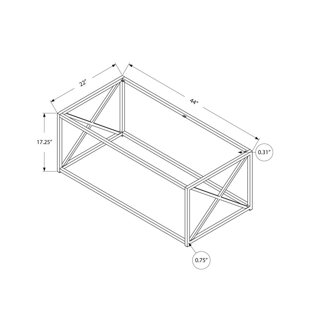 Coffee Table, Accent, Cocktail, Rectangular, Living Room, 44L, Clear Tempered. Picture 4