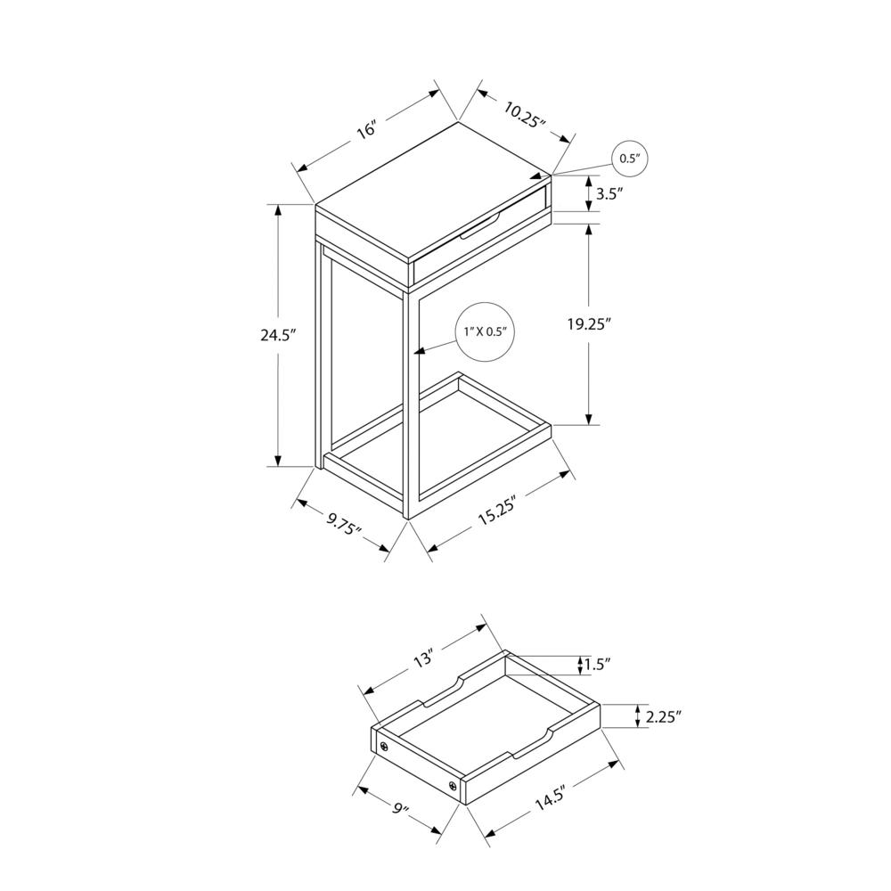 Accent Table, C-shaped, End, Side, Snack, Storage Drawer, Living Room. Picture 4