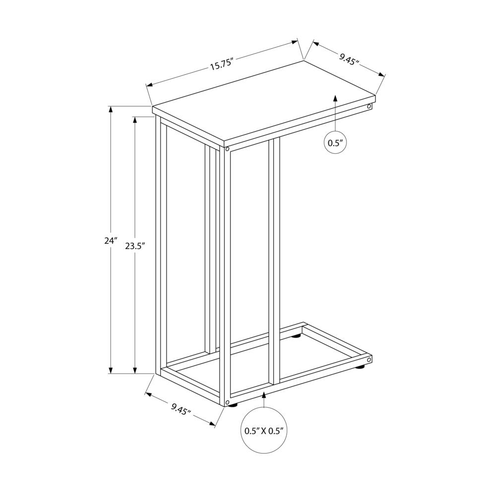 Accent Table, C-shaped, End, Side, Snack, Living Room, Bedroom, Black Laminate. Picture 4